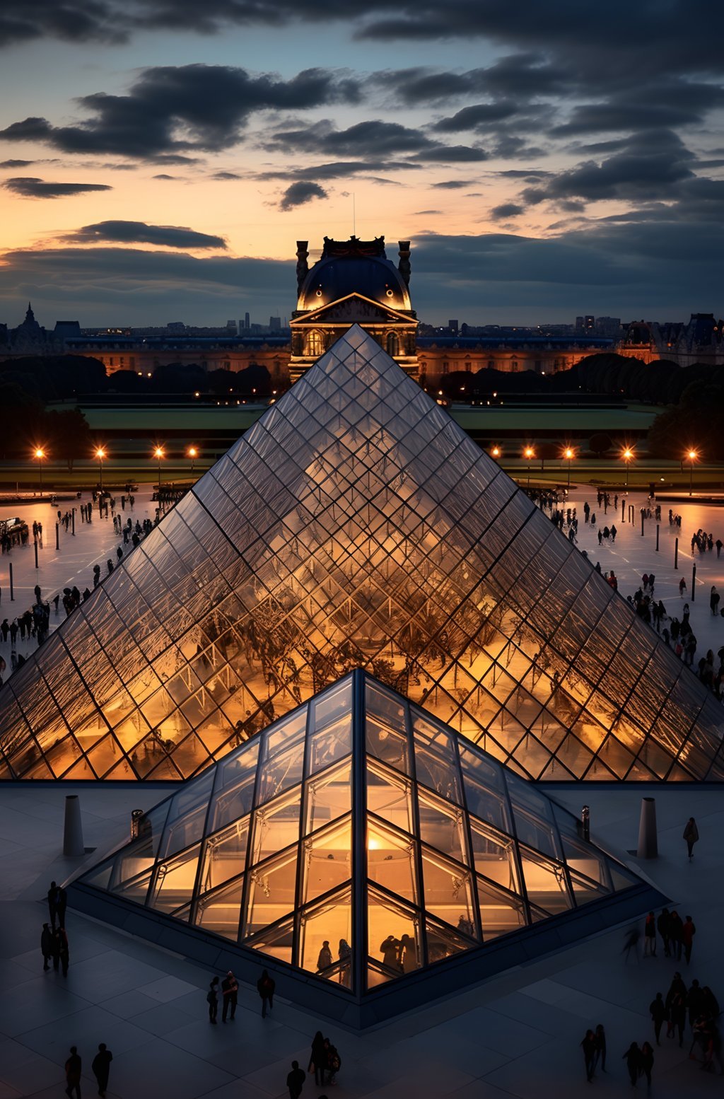 Parigi, museo del Louvre al tramonto, idee per trovare l'amore a Parigi